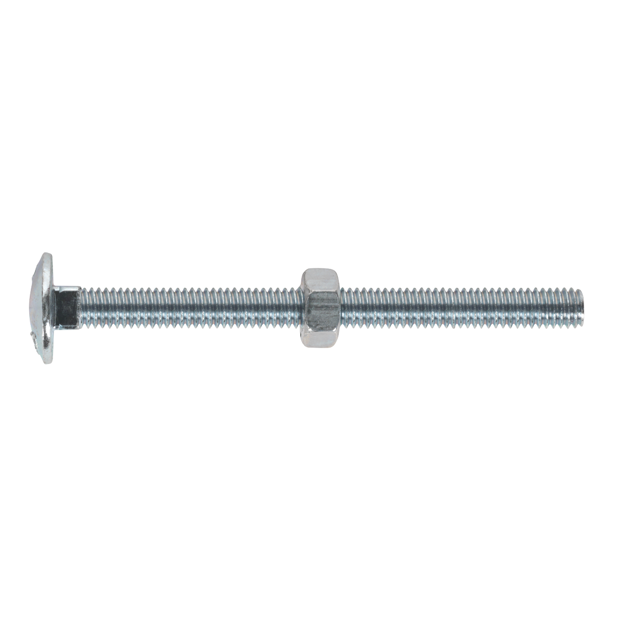 Zinc Plated Coach Bolt & Nut M6 x 75mm, DIN 603 - Pack of 100 CBN675