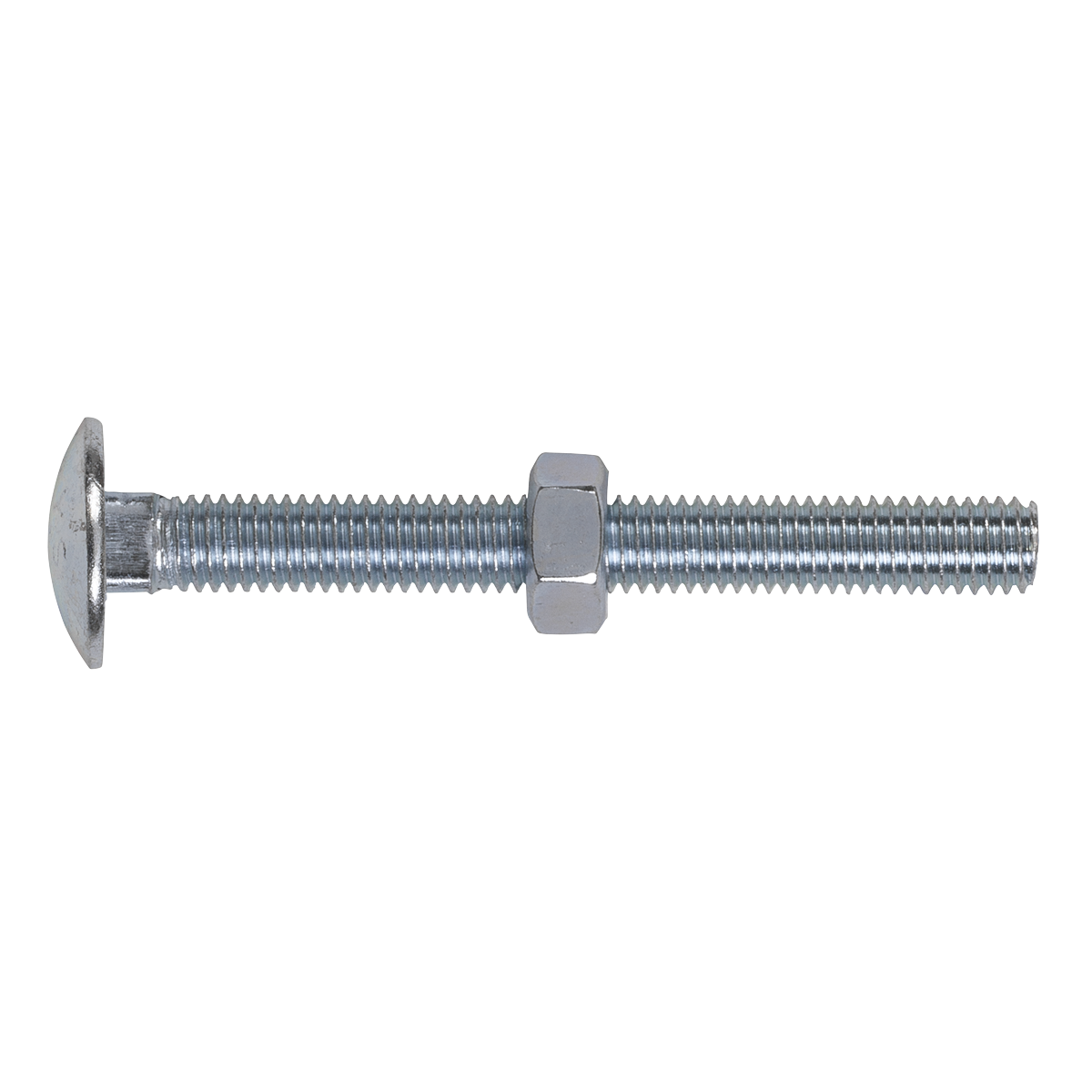 Zinc Plated Coach Bolt & Nut M8 x 75mm, DIN 603 - Pack of 50 CBN875
