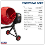 125L Cement Mixer 550W/230V CMX125