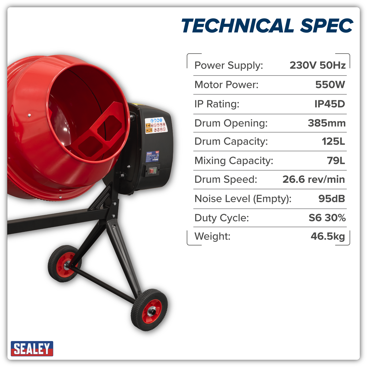 125L Cement Mixer 550W/230V CMX125