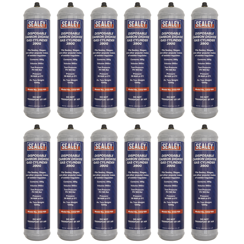 Disposable Carbon Dioxide Gas Cylinder 390g - Box of 12 CO2/100/12