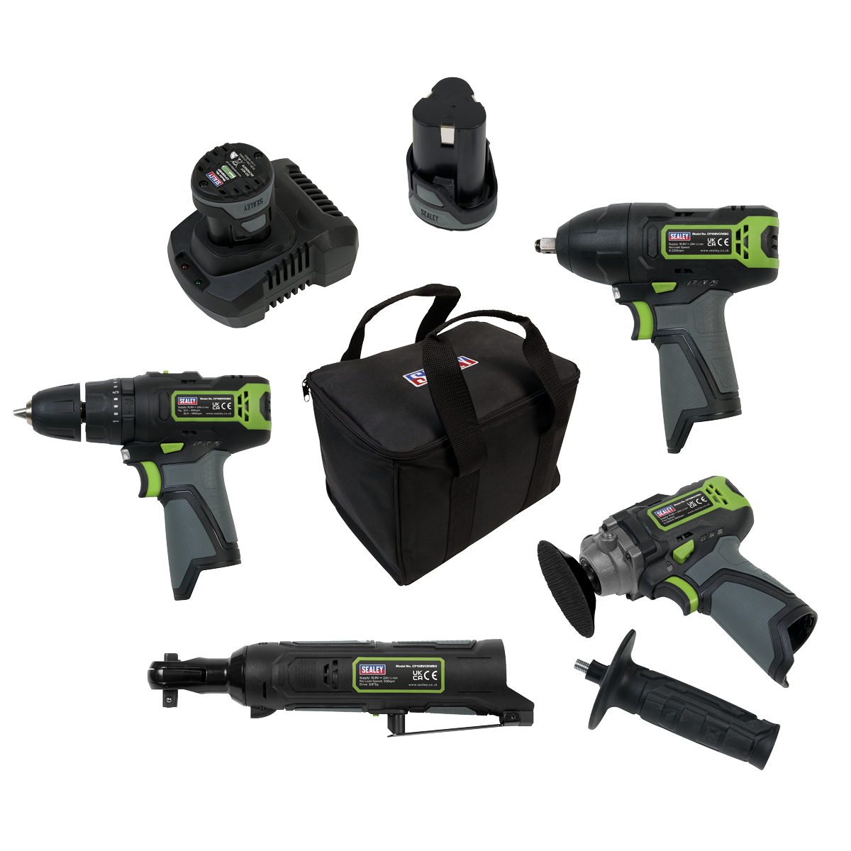 4 x SV10.8 Series Cordless Power Tool Kit 10.8V - 2 Batteries CP108VCOMBO1