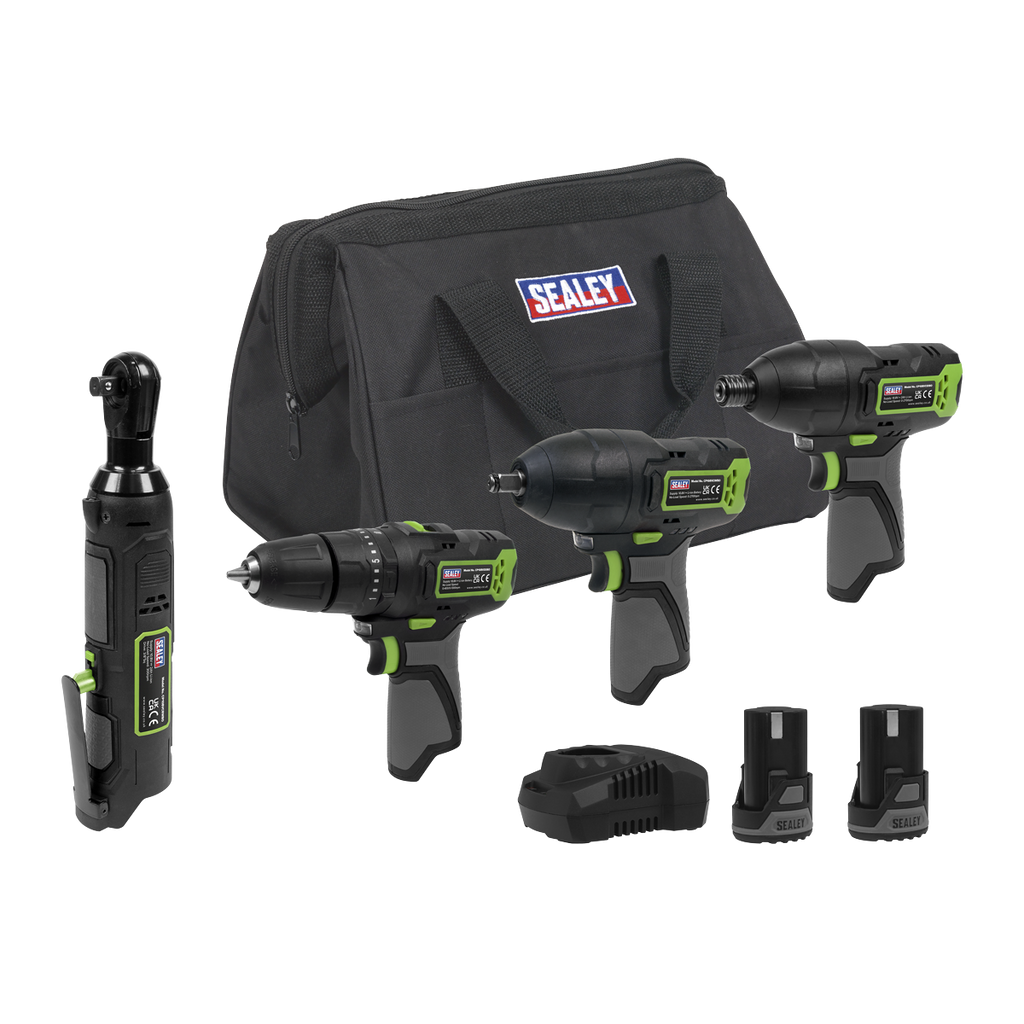 4 x SV10.8 Series Cordless Power Tool Kit 10.8V - 2 Batteries & Euro Plug CP108VCOMBO2EU