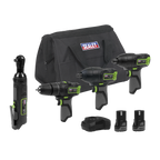 4 x SV10.8 Series Cordless Power Tool Kit 10.8V - 2 Batteries & Euro Plug CP108VCOMBO2EU