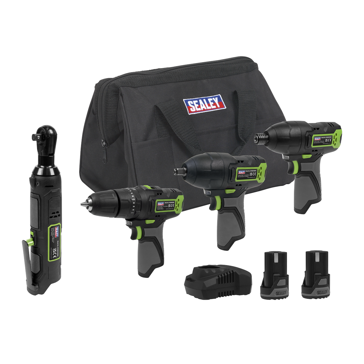 4 x SV10.8 Series Cordless Power Tool Kit 10.8V - 2 Batteries & Euro Plug CP108VCOMBO2EU