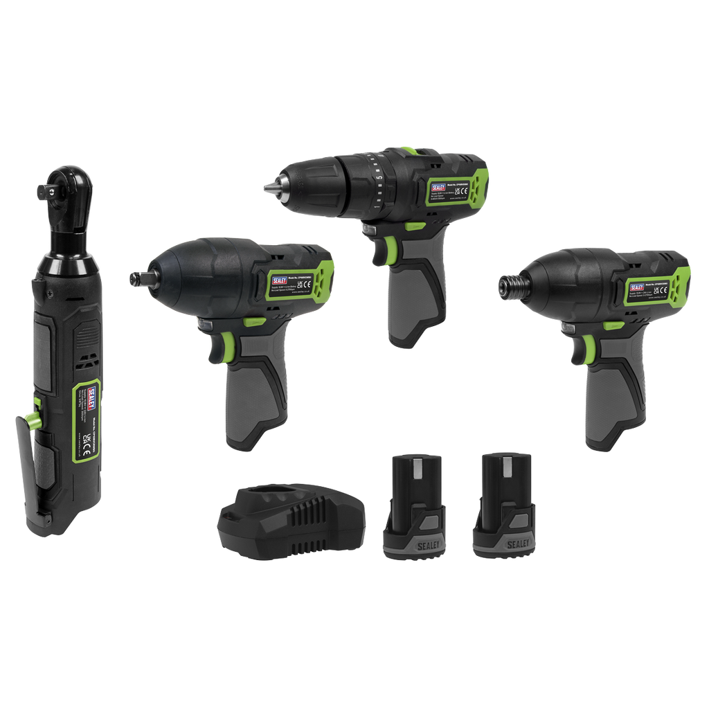 4 x SV10.8 Series Cordless Power Tool Kit 10.8V - 2 Batteries & Euro Plug CP108VCOMBO2EU
