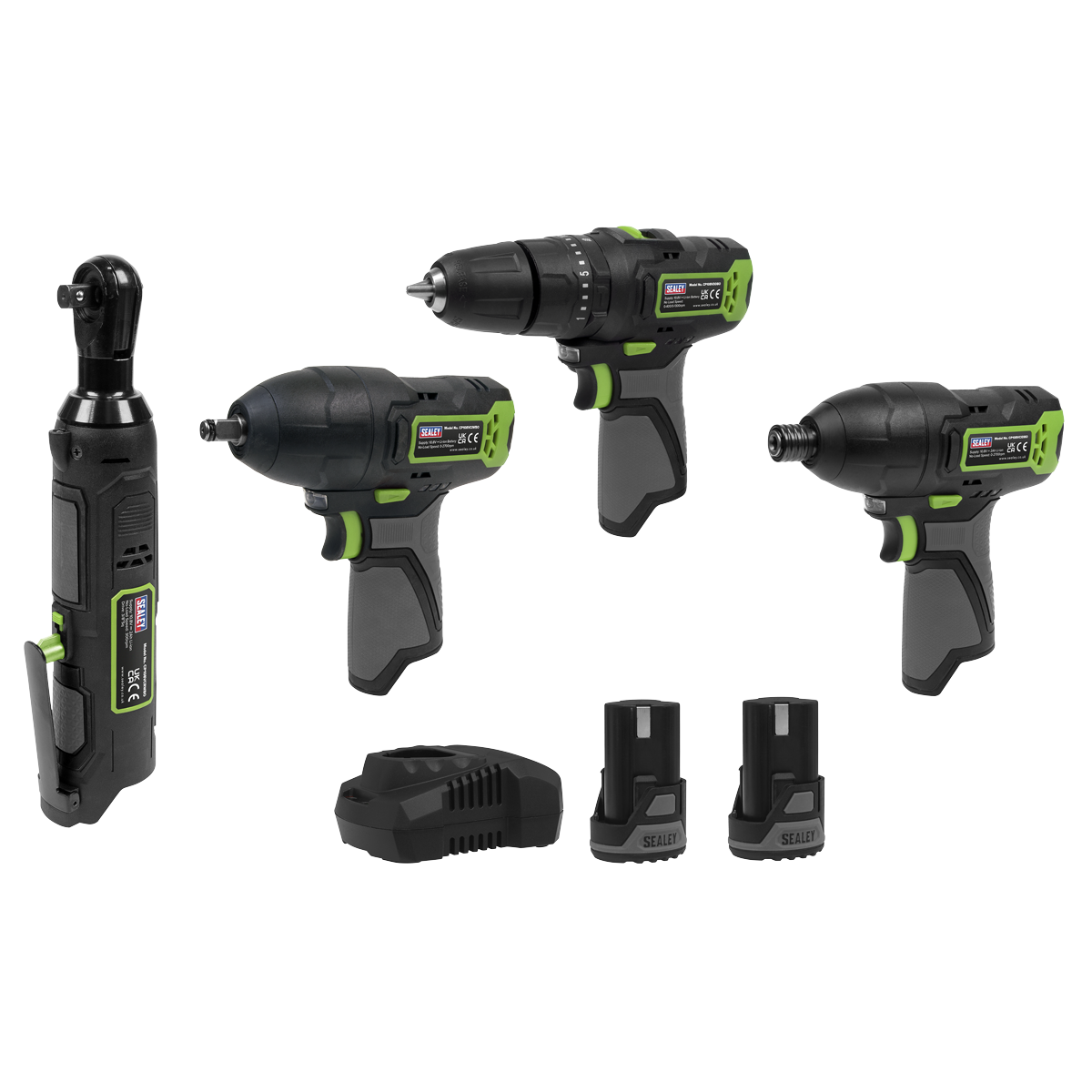 4 x SV10.8 Series Cordless Power Tool Kit 10.8V - 2 Batteries & Euro Plug CP108VCOMBO2EU
