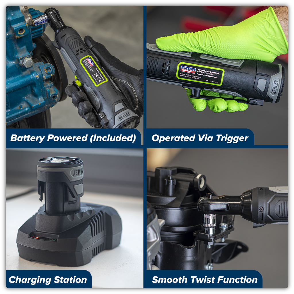 SV10.8 Series 3/8"Sq Drive Cordless Ratchet Wrench Kit 45Nm 10.8V 2Ah CP108VCRW