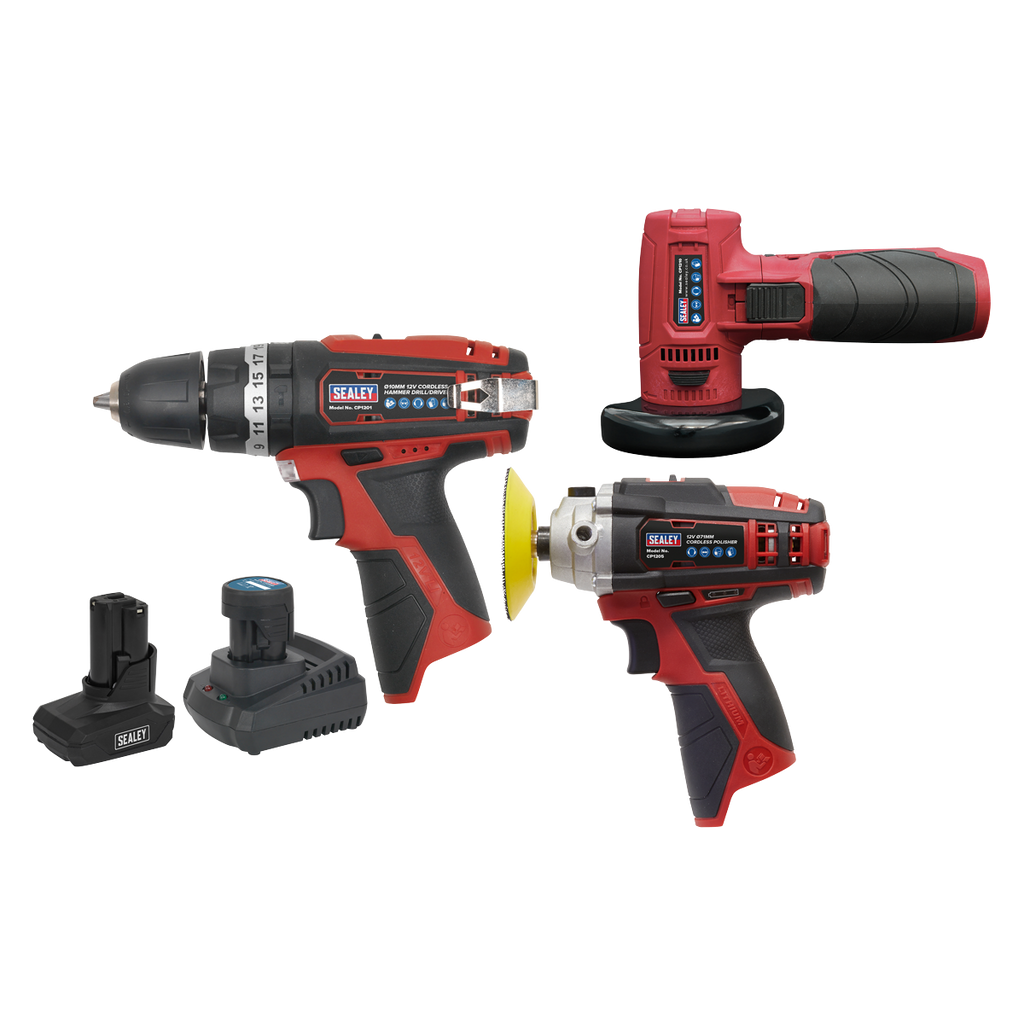 3 x SV12 Series Cordless Power Tool Kit 12V - 2 Batteries CP1200COMBO7