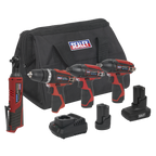 4 x SV12 Series Cordless Power Tool Kit 12V - 2 Batteries CP1200COMBO