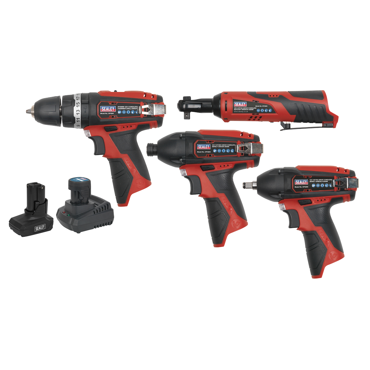 4 x SV12 Series Cordless Power Tool Kit 12V - 2 Batteries CP1200COMBO
