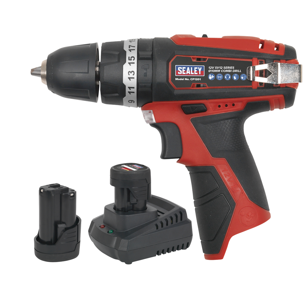 SV12 Series 10mm Cordless Combi Drill Kit 12V 2Ah - 2 Batteries CP1201KIT