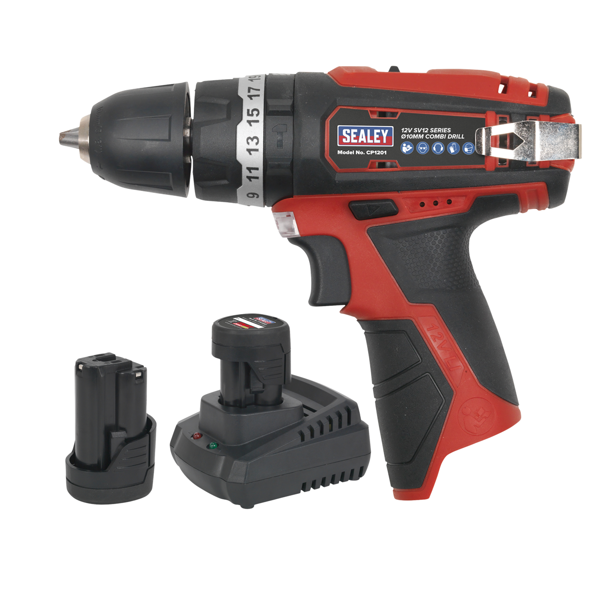 SV12 Series 10mm Cordless Combi Drill Kit 12V 2Ah - 2 Batteries CP1201KIT