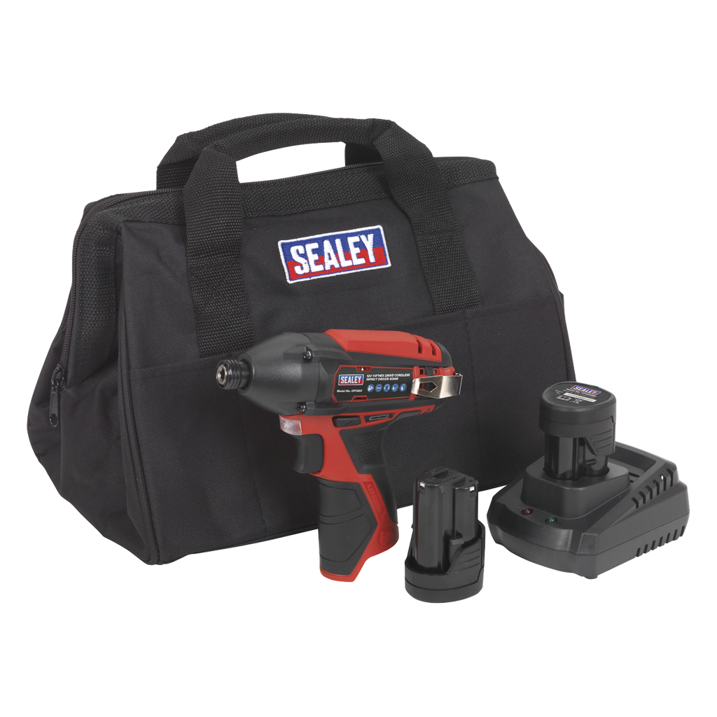 SV12 Series 1/4"Hex Drive Cordless Impact Driver Kit 12V 2Ah - 2 Batteries CP1203KIT