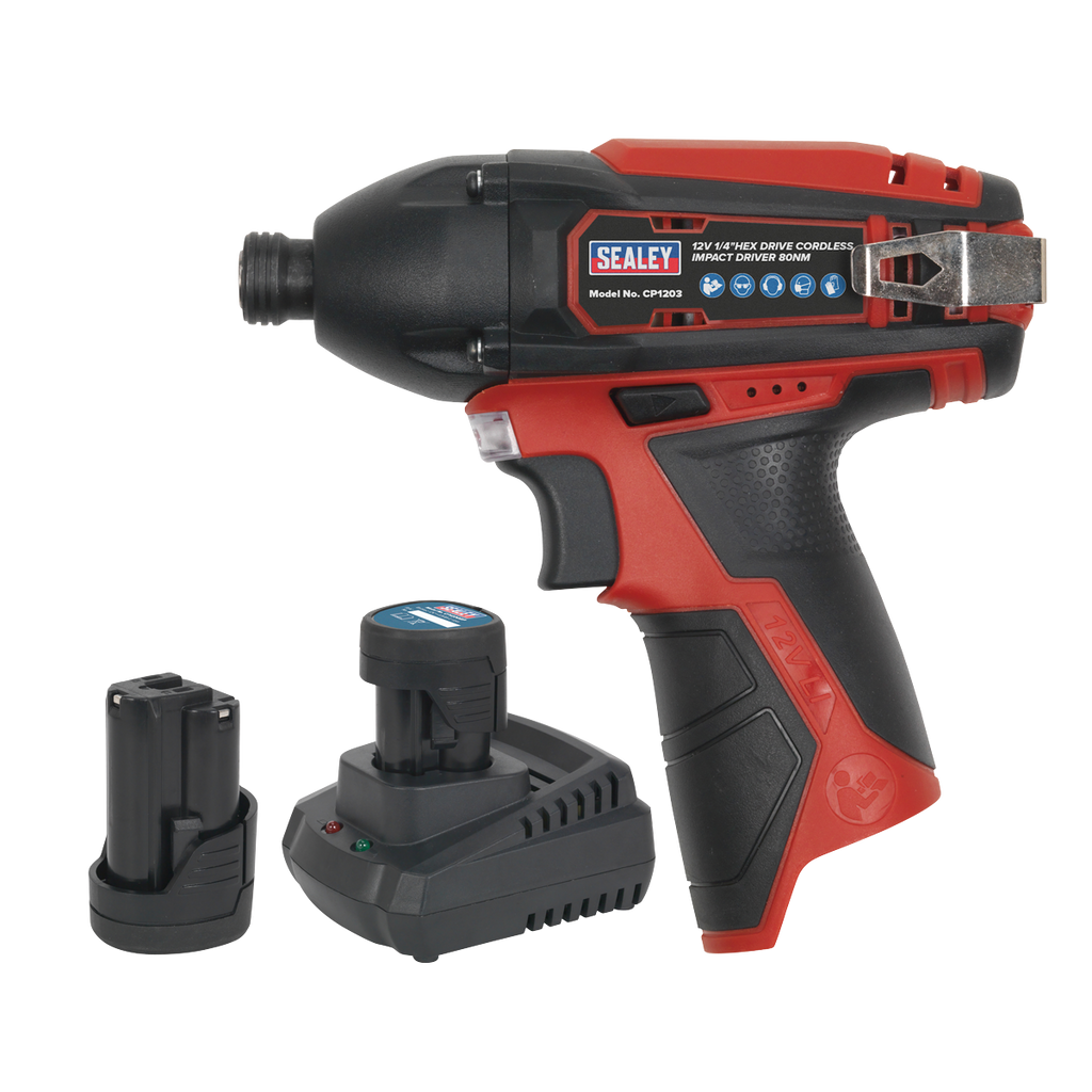 SV12 Series 1/4"Hex Drive Cordless Impact Driver Kit 12V 2Ah - 2 Batteries CP1203KIT