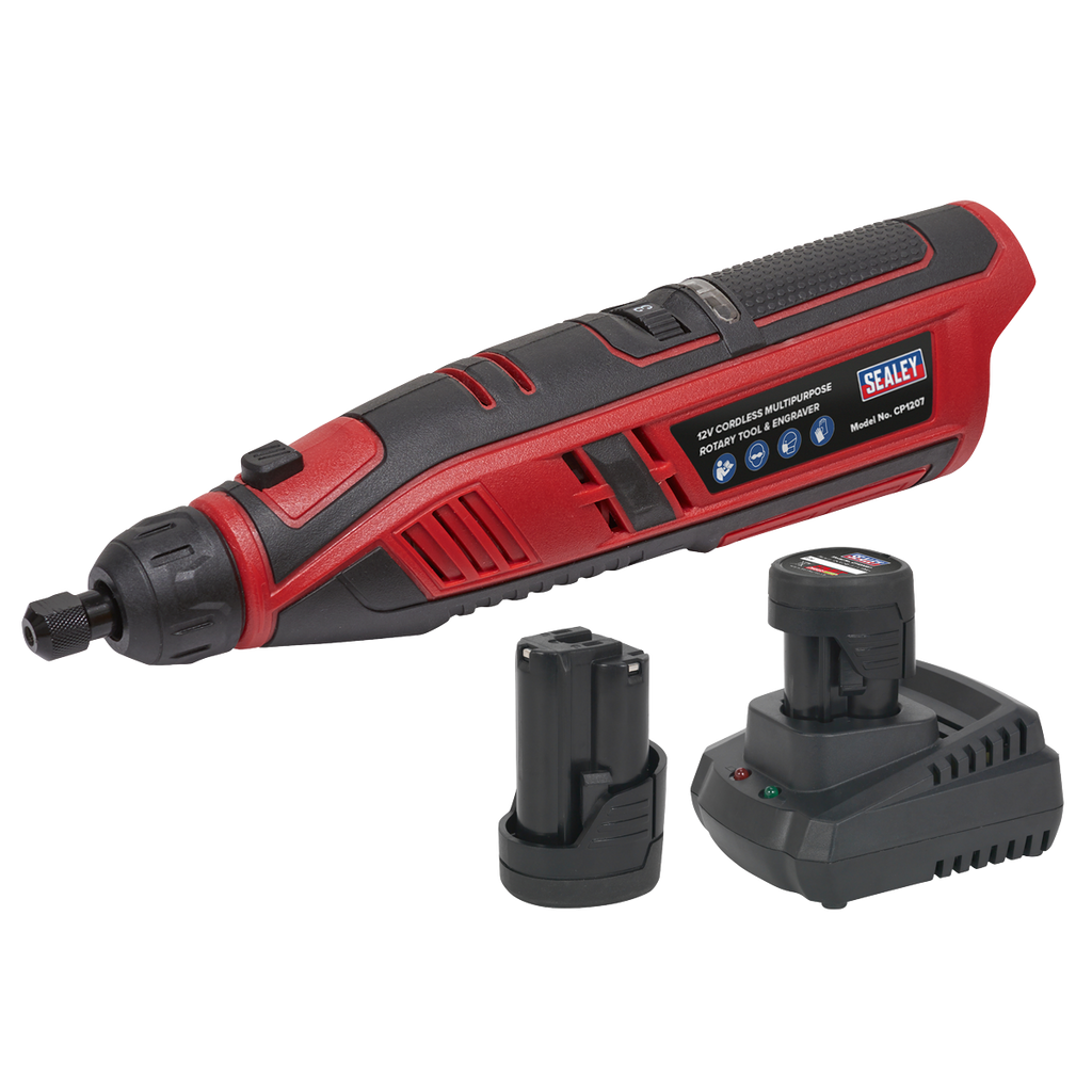 SV12 Series Cordless Multipurpose Rotary Tool & Engraver Kit 49pc 12V 2Ah - 2 Batteries CP1207KIT