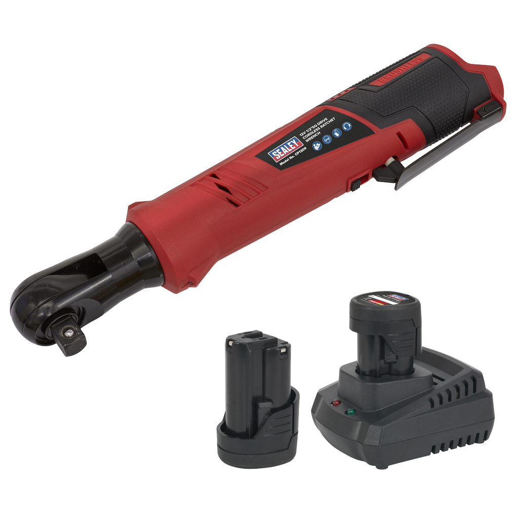 SV12 Series 1/2"Sq Drive Cordless Ratchet Wrench Kit 12V 2Ah - 2 Batteries CP1209KIT