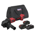 SV20 Series 115mm Cordless Angle Grinder Kit 20V 4Ah - 2 Batteries & Euro Plug CP20VAGBKITEU