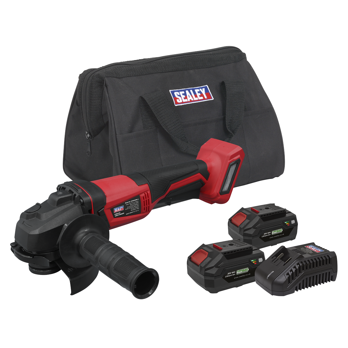 SV20 Series 115mm Cordless Angle Grinder Kit 20V 4Ah - 2 Batteries & Euro Plug CP20VAGBKITEU