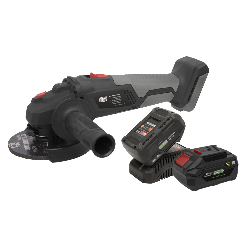 SV20 Series 115mm Brushless Cordless Angle Grinder Kit 20V 4Ah - 2 Batteries CP20VAGXKIT