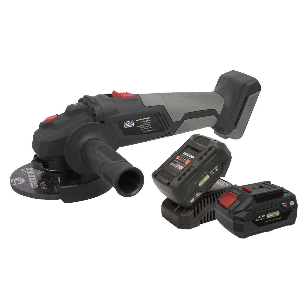 SV20 Series 115mm Brushless Cordless Angle Grinder Kit 20V 4Ah - 2 Batteries CP20VAGXKIT