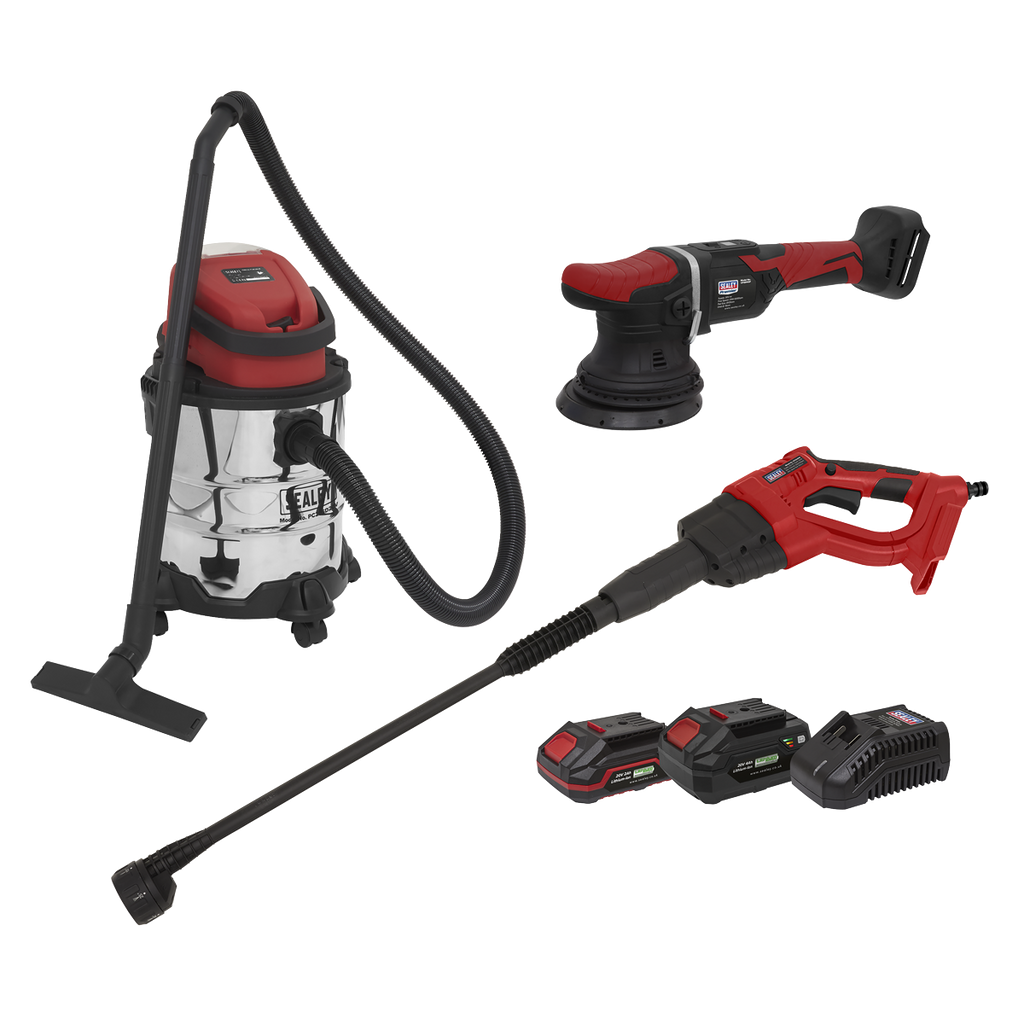 3 x SV20 Series Cordless Power Tool Car Valeting Kit 20V - 2 Batteries CP20VCOMBO10
