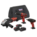 3 x SV20 Series Cordless Power Tool Kit 20V - 2 Batteries CP20VCOMBO1
