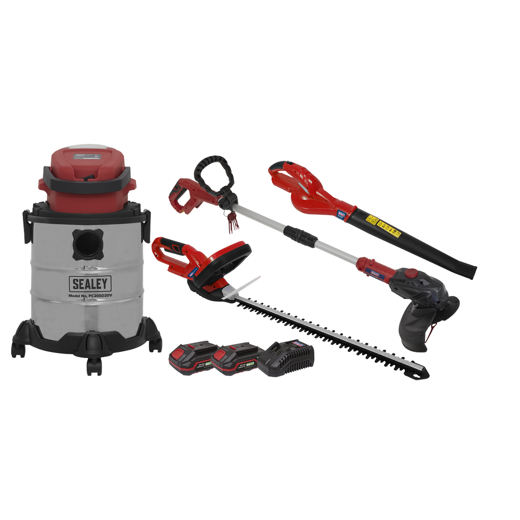 4 x SV20 Series Cordless Garden Power Tool Kit 20V - 2 Batteries CP20VCOMBO3
