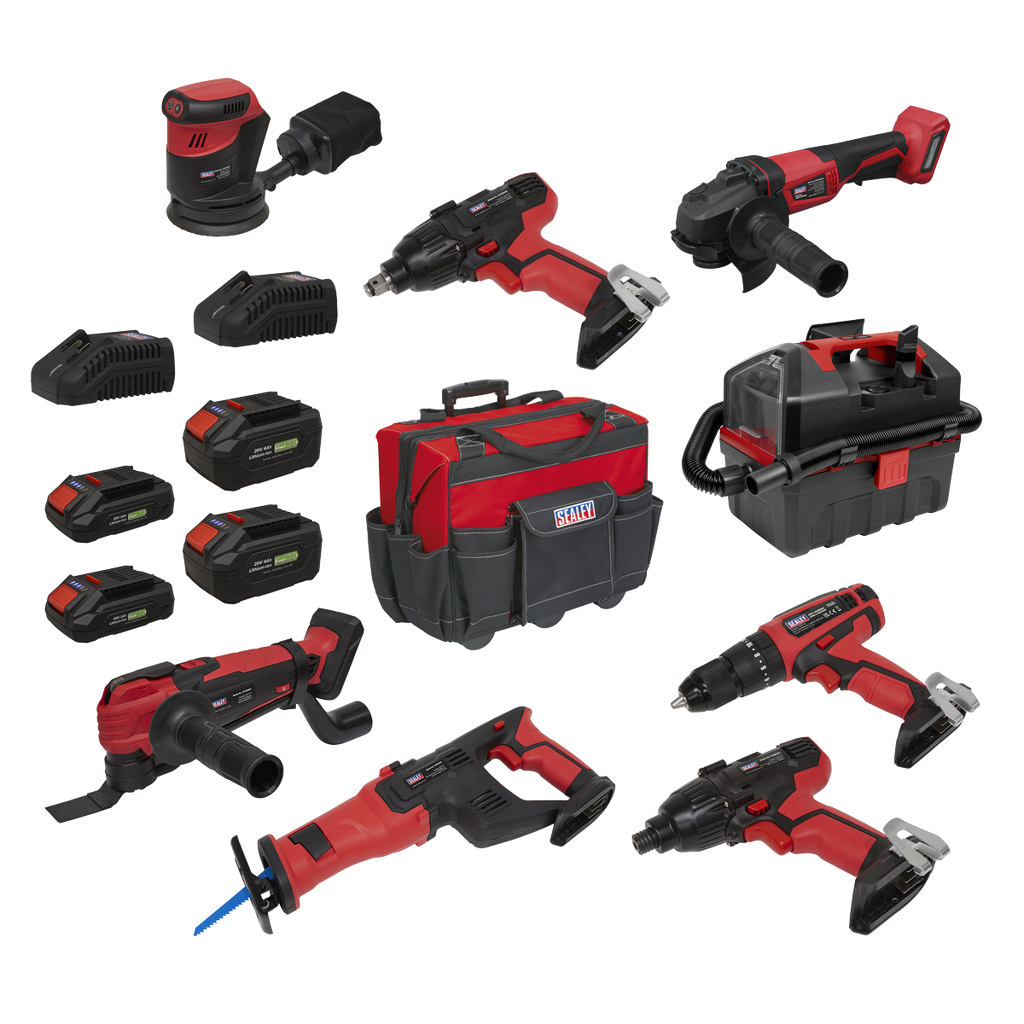 8 x SV20 Series Cordless Power Tool Kit 20V Euro Plug - 4 Batteries CP20VCOMBO4EU