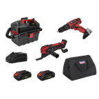 3 x SV20 Series Cordless Power Tool Vac Kit 20V Euro Plug - 2 Batteries CP20VCOMBO5EU