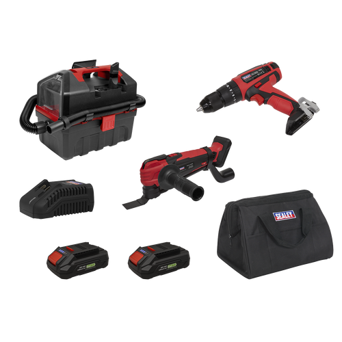 3 x SV20 Series Cordless Power Tool Vac Kit 20V Euro Plug - 2 Batteries CP20VCOMBO5EU
