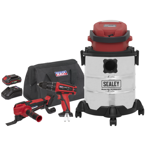 3 x SV20 Series Cordless Power Tool Vac Kit 20V - 2 Batteries CP20VCOMBO5