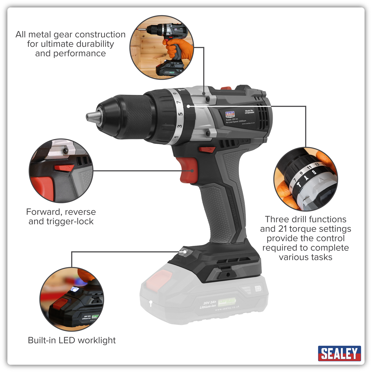 SV20 Series 13mm Brushless Cordless Combi Drill 20V - Body Only CP20VDDX