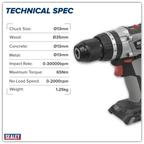 SV20 Series 13mm Brushless Cordless Combi Drill 20V - Body Only CP20VDDX
