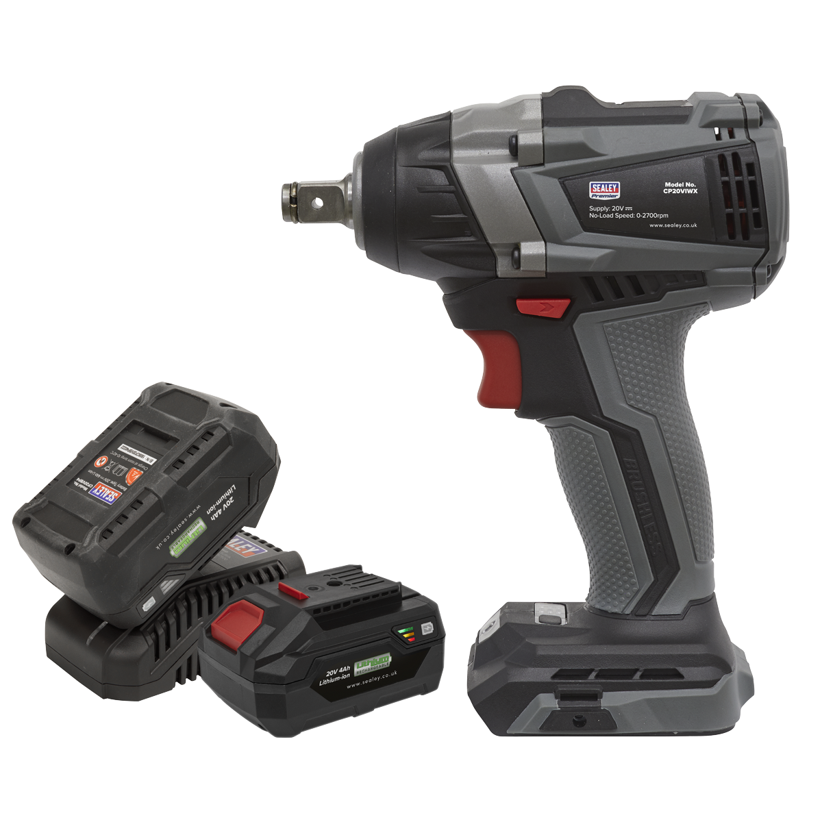 SV20 Series 1/2"Sq Drive Brushless Cordless Impact Wrench Kit 20V 4Ah - 2 Batteries CP20VIWXKIT