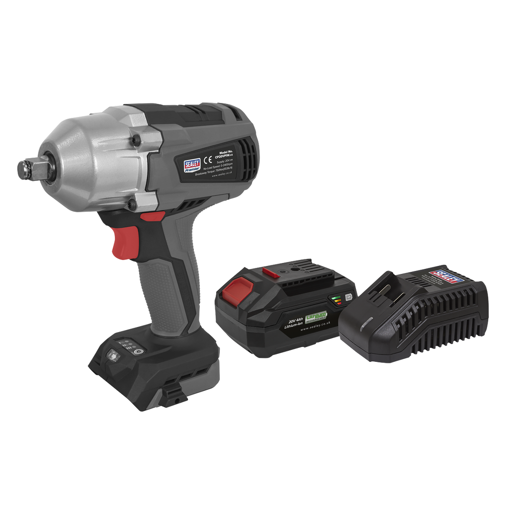 SV20 Series 1/2"Sq Drive Brushless Cordless Impact Wrench Kit 20V 4Ah CP20VPIWKIT1