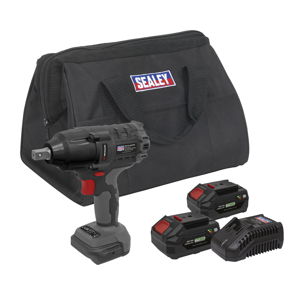 SV20 Series 1/2"Sq Drive Brushless Cordless Impact Wrench Kit 20V 4Ah - 2 Batteries CP20VPIWKIT