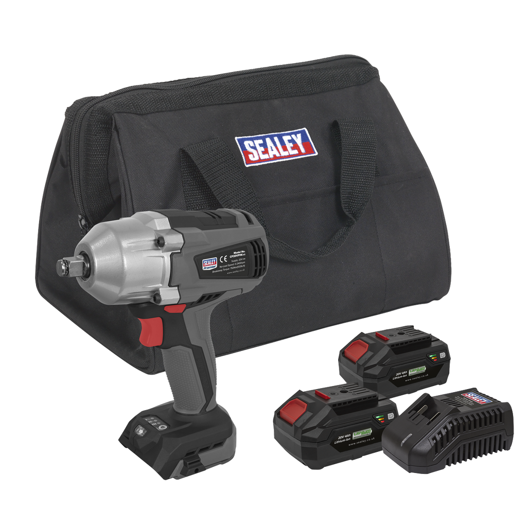 SV20 Series 1/2"Sq Drive Brushless Cordless Impact Wrench Kit 20V 4Ah - 2 Batteries CP20VPIWKIT