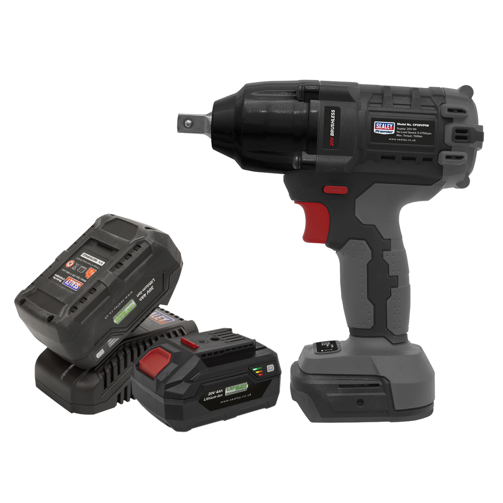 SV20 Series 1/2"Sq Drive Brushless Cordless Impact Wrench Kit 20V 4Ah - 2 Batteries CP20VPIWKIT