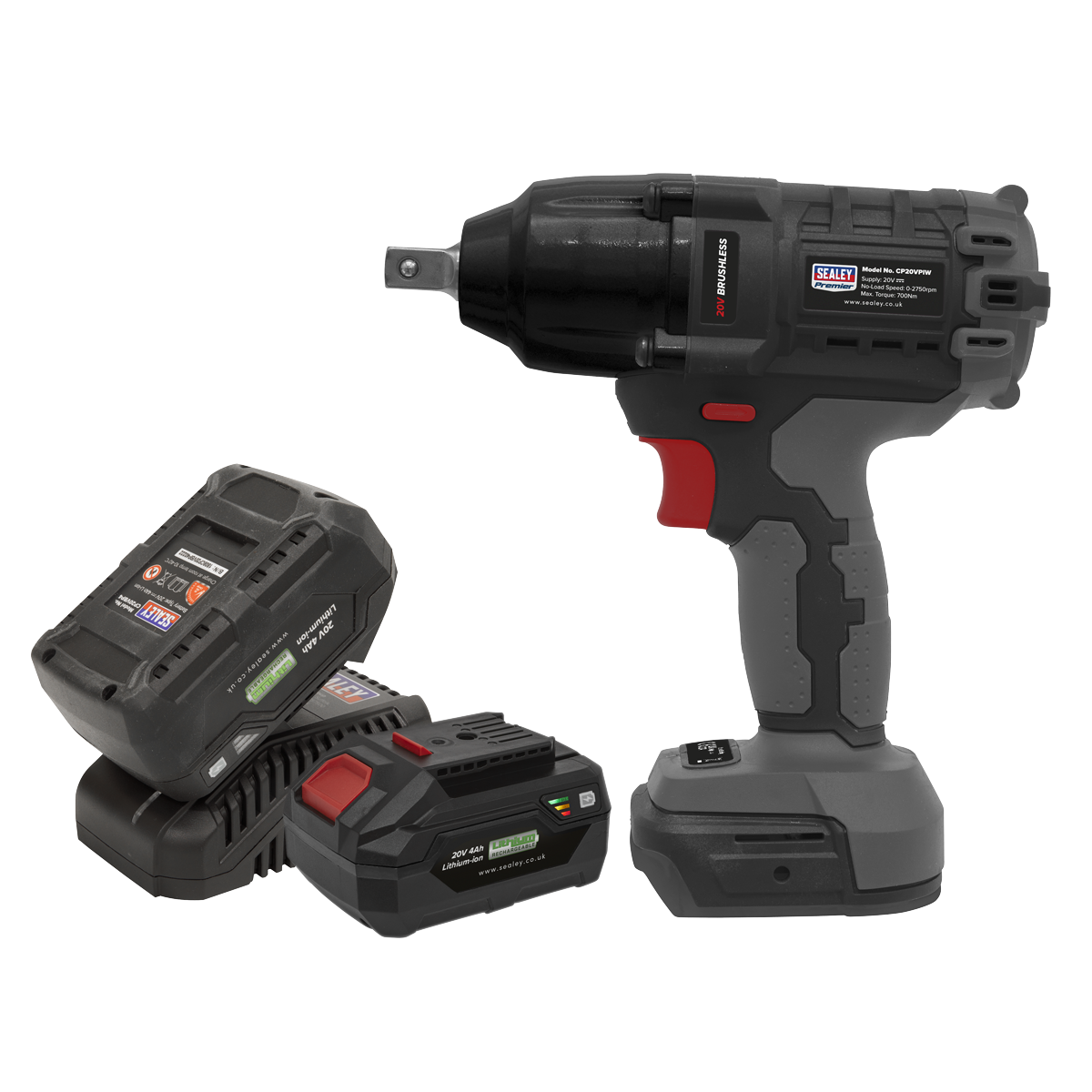SV20 Series 1/2"Sq Drive Brushless Cordless Impact Wrench Kit 20V 4Ah - 2 Batteries CP20VPIWKIT