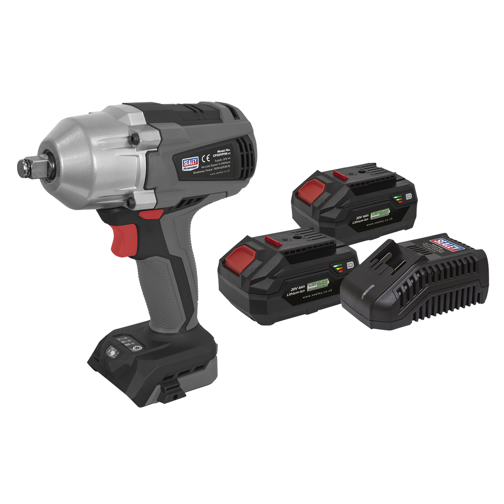 SV20 Series 1/2"Sq Drive Brushless Cordless Impact Wrench Kit 20V 4Ah - 2 Batteries CP20VPIWKIT