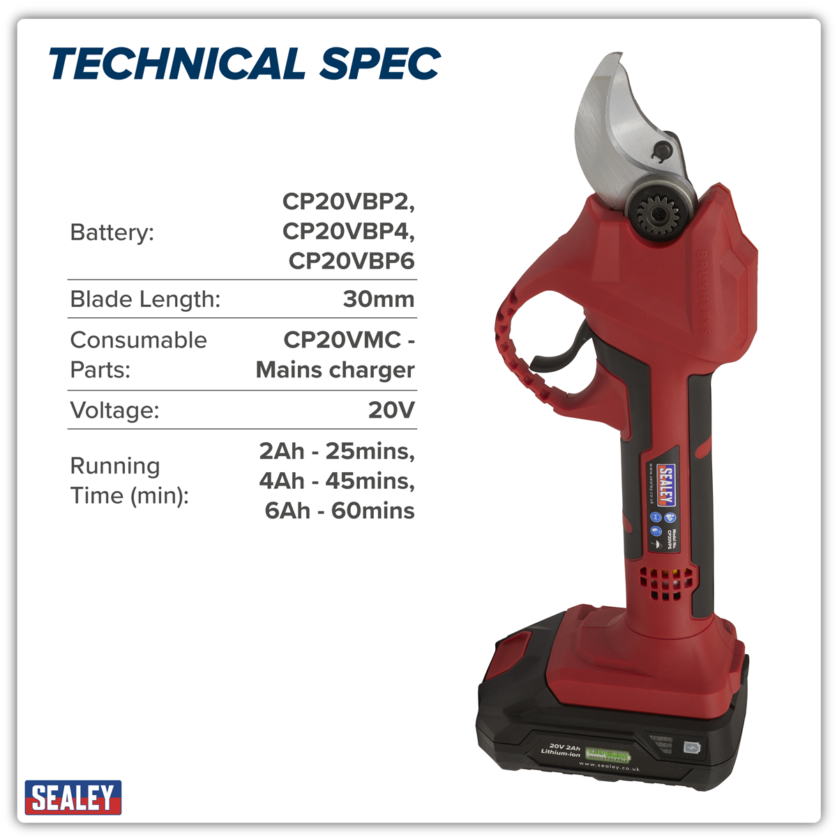 SV20 Series Brushless Cordless Pruning Shears Kit 20V 2Ah - 2 Batteries CP20VPSKIT