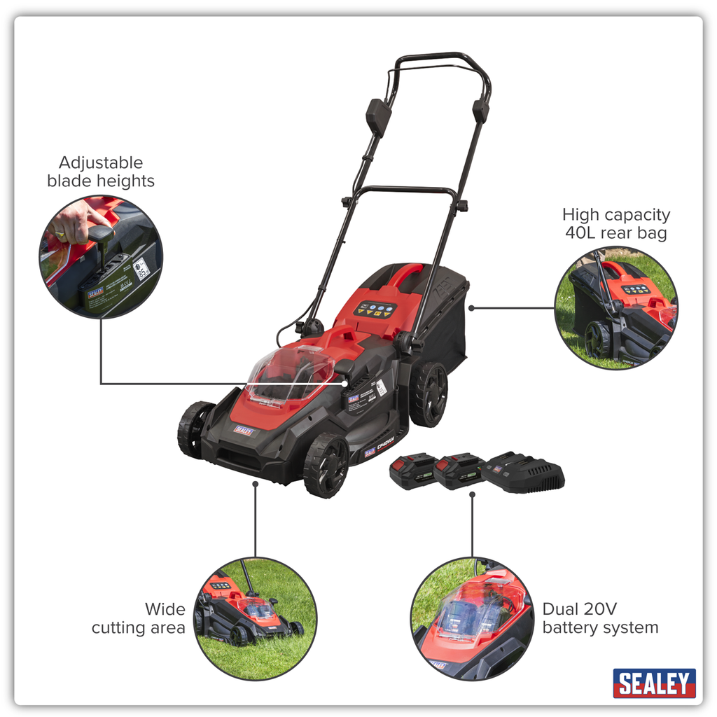 SV20 Series 40cm Cordless Lawn Mower Kit 40V 4Ah - 2 Batteries CP40VLMKIT