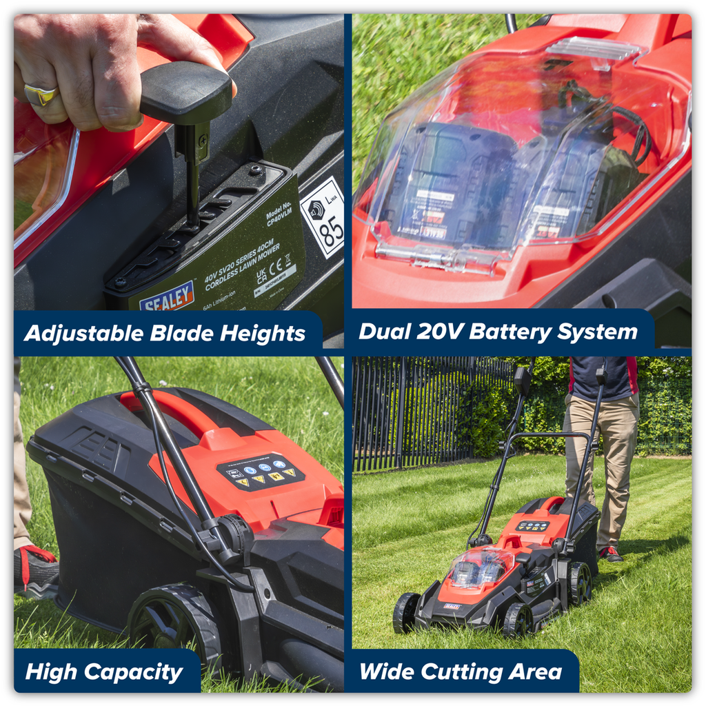 SV20 Series 40cm Cordless Lawn Mower Kit 40V 4Ah - 2 Batteries CP40VLMKIT