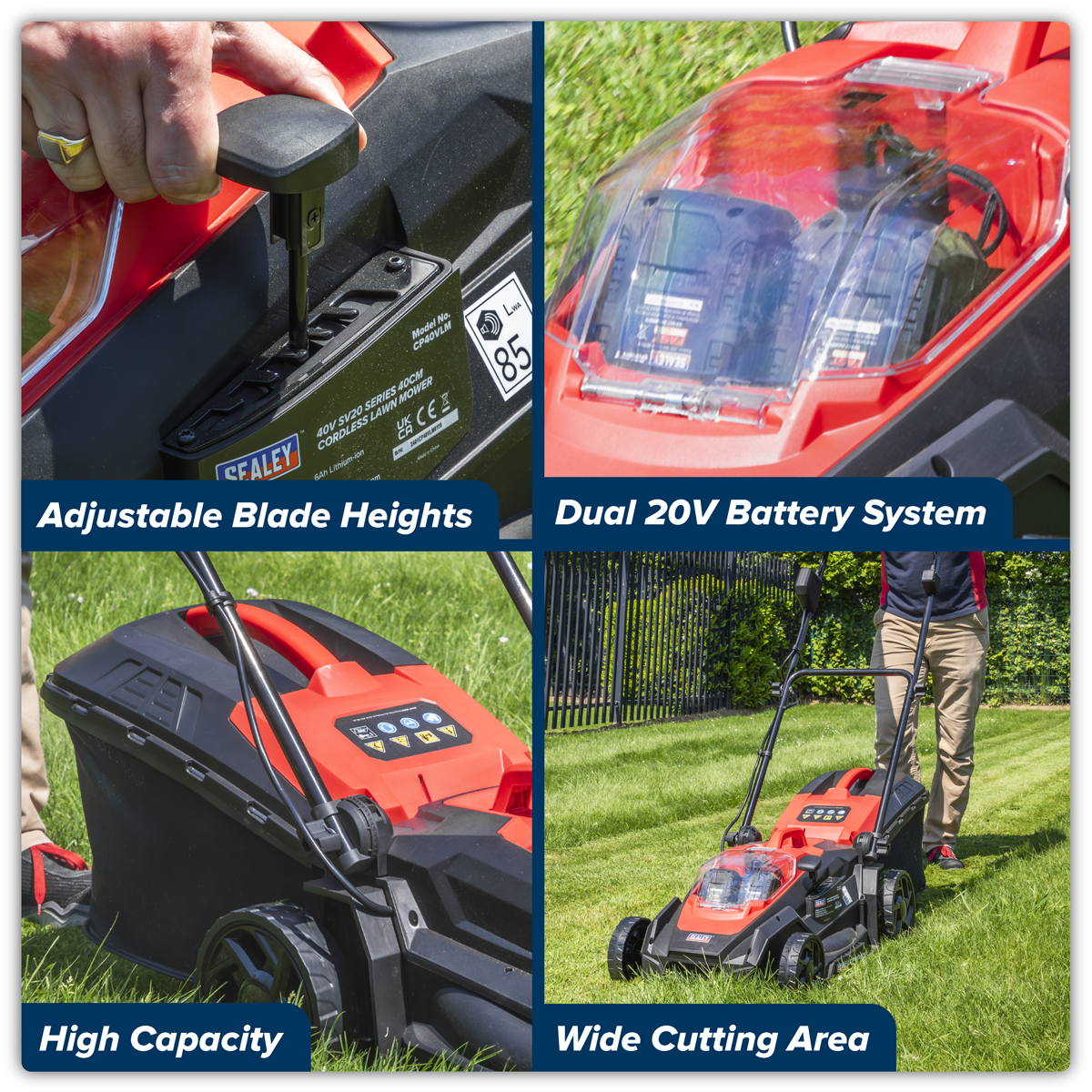 SV20 Series 40cm Cordless Lawn Mower Kit 40V 4Ah - 2 Batteries CP40VLMKIT