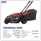 SV20 Series 40cm Cordless Lawn Mower Kit 40V 4Ah - 2 Batteries CP40VLMKIT