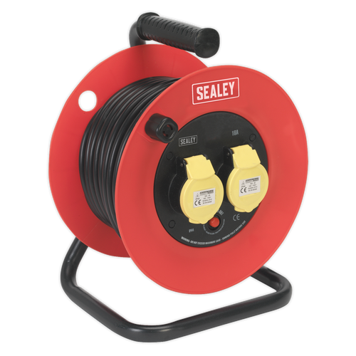 25m Heavy-Duty Cable Reel with Thermal Trip 2 x 110V CR12515