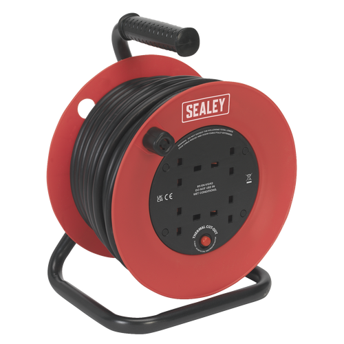 25m Heavy-Duty Cable Reel with Thermal Trip 4 x 230V CR22525