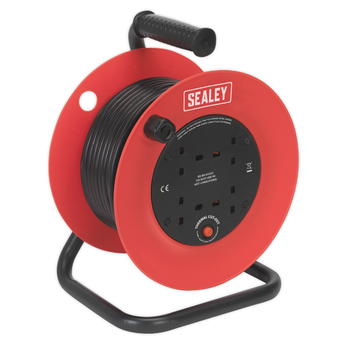 25m Heavy-Duty Cable Reel with Thermal Trip 4 x 230V CR25/1.5