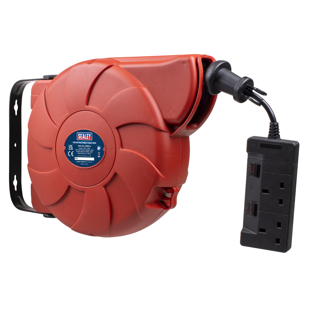 10m Retractable Cable Reel 2 x 230V CRM10